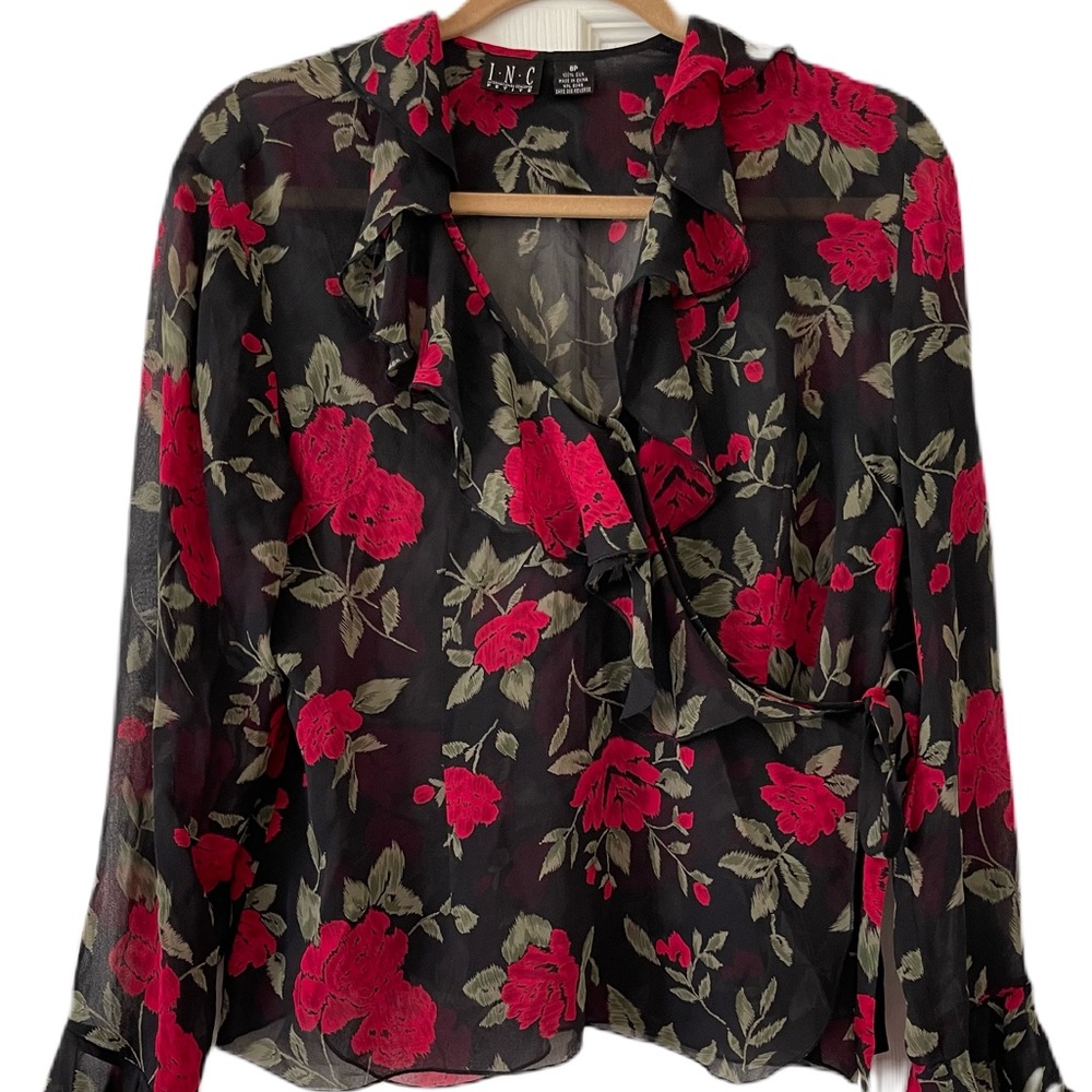 INC International Concepts silk floral blouse